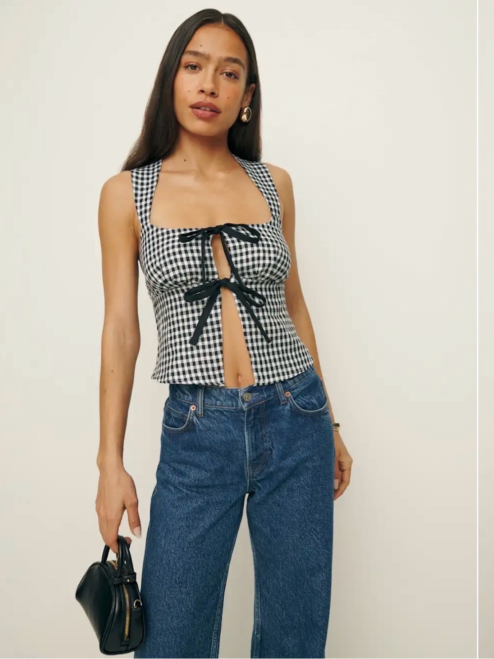 Reformation Azalea Linen Top Black - Size 12